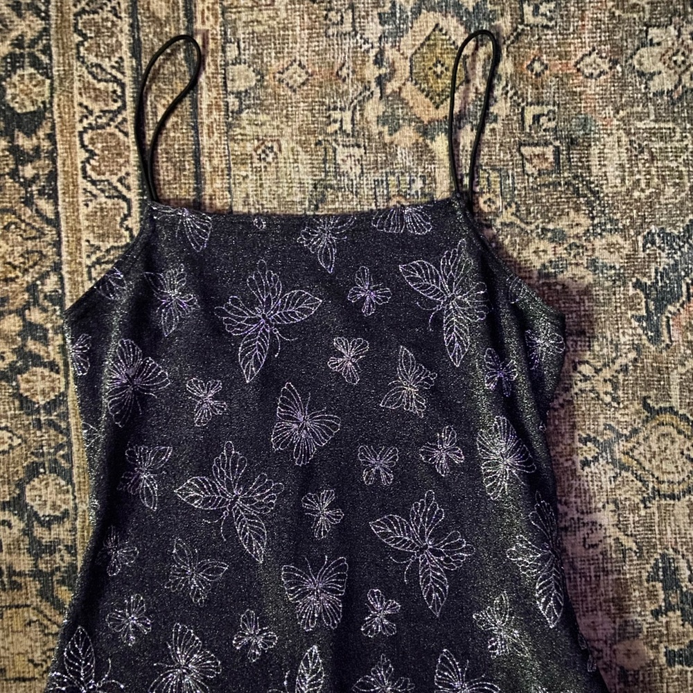 90s Butterfly Print Mini Dress